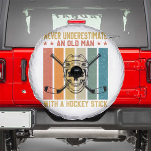 Retro Ice Hockey Player Spare Tire Cover Funny Never Underestimate An Old Man TS12 White Print Your Wear