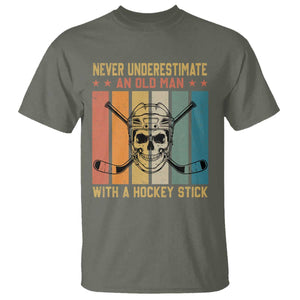 Retro Ice Hockey Player T Shirt Funny Never Underestimate An Old Man TS12 Military Green Print Your Wear