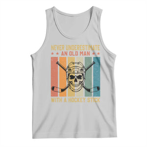 Retro Ice Hockey Player Tank Top Funny Never Underestimate An Old Man TS12 Ash Print Your Wear