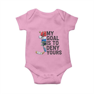 My Goal Is To Deny Yours Baby Onesie Ice Hockey Helmet Christmas Gift TS12 Light Pink Print Your Wear