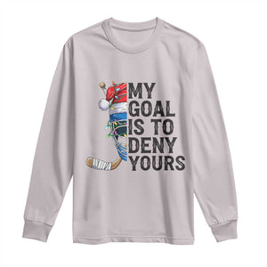 My Goal Is To Deny Yours Long Sleeve Shirt Ice Hockey Helmet Christmas Gift TS12 Ice Gray Print Your Wear