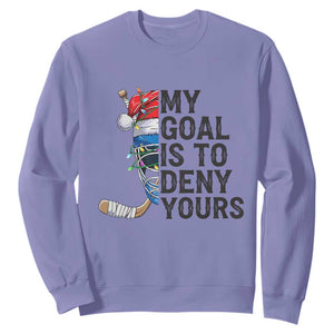 My Goal Is To Deny Yours Sweatshirt Ice Hockey Helmet Christmas Gift TS12 Violet Print Your Wear