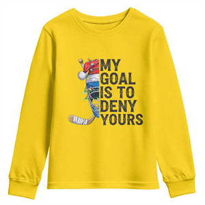 My Goal Is To Deny Yours Youth Sweatshirt Ice Hockey Helmet Christmas Gift TS12 Daisy Print Your Wear