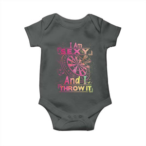I Am Sexy And I Throw It Baby Onesie Sexy Dart Player Gift TS12 Dark Heather Print Your Wear