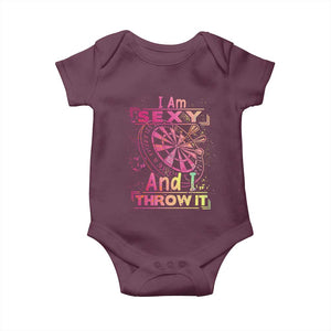 I Am Sexy And I Throw It Baby Onesie Sexy Dart Player Gift TS12 Maroon Print Your Wear