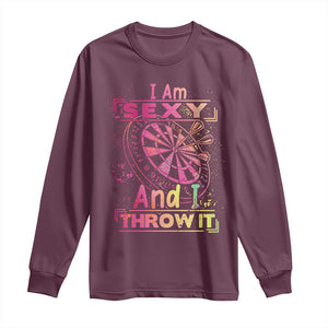 I Am Sexy And I Throw It Long Sleeve Shirt Sexy Dart Player Gift TS12 Maroon Print Your Wear