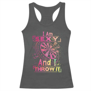 I Am Sexy And I Throw It Racerback Tank Top Sexy Dart Player Gift TS12 Dark Heather Print Your Wear