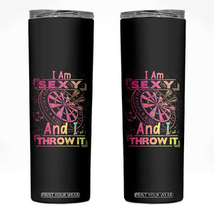 I Am Sexy And I Throw It Skinny Tumbler Sexy Dart Player Gift TS12 Black Print Your Wear