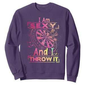 I Am Sexy And I Throw It Sweatshirt Sexy Dart Player Gift TS12 Purple Print Your Wear