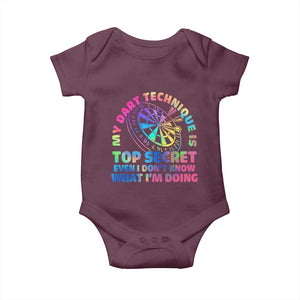 My Dart Technique Is Top Secret Baby Onesie Vintage Tie Dye Dart Lover TS12 Maroon Print Your Wear