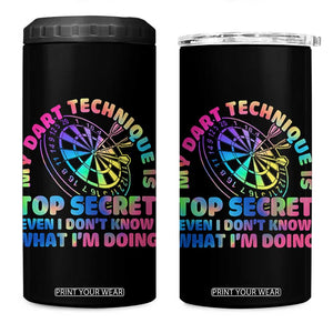 My Dart Technique Is Top Secret 4 in 1 Can Cooler Tumbler Vintage Tie Dye Dart Lover TS12 One Size: 16 oz Black Print Your Wear