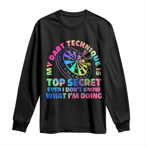 My Dart Technique Is Top Secret Long Sleeve Shirt Vintage Tie Dye Dart Lover TS12 Black Print Your Wear