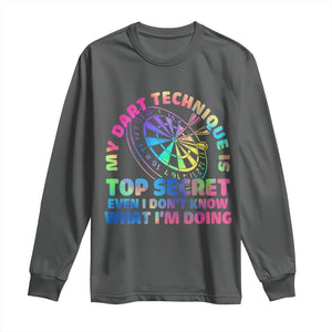 My Dart Technique Is Top Secret Long Sleeve Shirt Vintage Tie Dye Dart Lover TS12 Dark Heather Print Your Wear