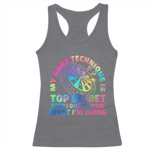 My Dart Technique Is Top Secret Racerback Tank Top Vintage Tie Dye Dart Lover TS12 Charcoal Print Your Wear