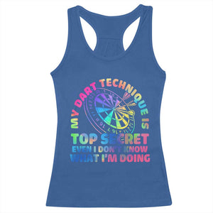 My Dart Technique Is Top Secret Racerback Tank Top Vintage Tie Dye Dart Lover TS12 Royal Blue Print Your Wear