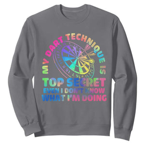 My Dart Technique Is Top Secret Sweatshirt Vintage Tie Dye Dart Lover TS12 Charcoal Print Your Wear