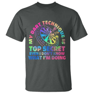 My Dart Technique Is Top Secret T Shirt Vintage Tie Dye Dart Lover TS12 Dark Heather Print Your Wear