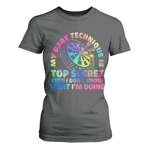 My Dart Technique Is Top Secret T Shirt For Women Vintage Tie Dye Dart Lover TS12 Dark Heather Print Your Wear