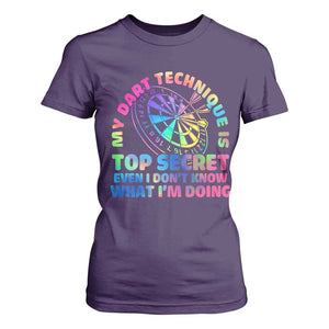 My Dart Technique Is Top Secret T Shirt For Women Vintage Tie Dye Dart Lover TS12 Purple Print Your Wear