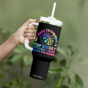 My Dart Technique Is Top Secret Tumbler With Handle Vintage Tie Dye Dart Lover TS12 Print Your Wear