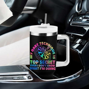 My Dart Technique Is Top Secret Tumbler With Handle Vintage Tie Dye Dart Lover TS12 Print Your Wear