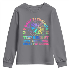 My Dart Technique Is Top Secret Youth Sweatshirt Vintage Tie Dye Dart Lover TS12 Charcoal Print Your Wear
