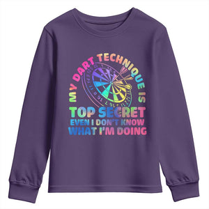 My Dart Technique Is Top Secret Youth Sweatshirt Vintage Tie Dye Dart Lover TS12 Purple Print Your Wear