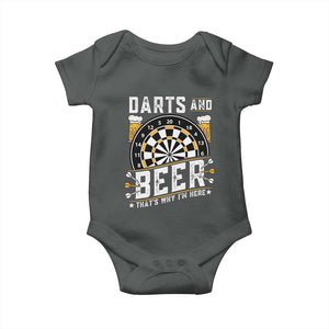 Darts And Beer That Is Why I Am Here Baby Onesie Funny Pub Game Darts Lover Gift TS12 Dark Heather Print Your Wear