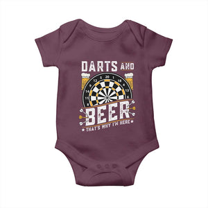 Darts And Beer That Is Why I Am Here Baby Onesie Funny Pub Game Darts Lover Gift TS12 Maroon Print Your Wear