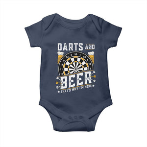 Darts And Beer That Is Why I Am Here Baby Onesie Funny Pub Game Darts Lover Gift TS12 Navy Print Your Wear