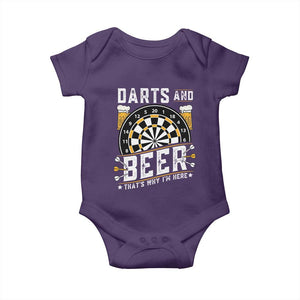 Darts And Beer That Is Why I Am Here Baby Onesie Funny Pub Game Darts Lover Gift TS12 Purple Print Your Wear
