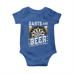 Darts And Beer That Is Why I Am Here Baby Onesie Funny Pub Game Darts Lover Gift TS12 Royal Blue Print Your Wear