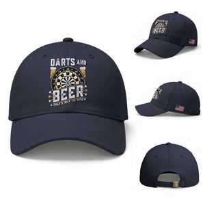 Darts And Beer That Is Why I Am Here Baseball Cap Funny Pub Game Darts Lover Gift TS12 Baseball Cap Universal Fit Navy Print Your Wear
