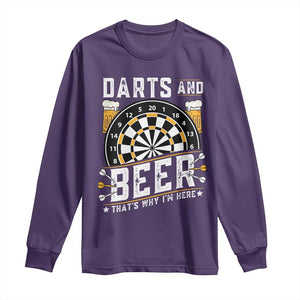 Darts And Beer That Is Why I Am Here Long Sleeve Shirt Funny Pub Game Darts Lover Gift TS12 Purple Print Your Wear