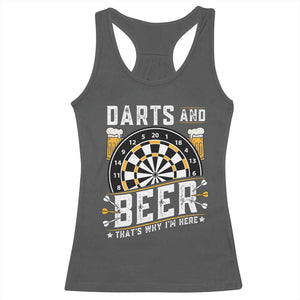Darts And Beer That Is Why I Am Here Racerback Tank Top Funny Pub Game Darts Lover Gift TS12 Dark Heather Print Your Wear