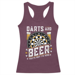 Darts And Beer That Is Why I Am Here Racerback Tank Top Funny Pub Game Darts Lover Gift TS12 Maroon Print Your Wear