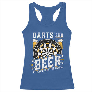 Darts And Beer That Is Why I Am Here Racerback Tank Top Funny Pub Game Darts Lover Gift TS12 Royal Blue Print Your Wear