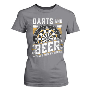 Darts And Beer That Is Why I Am Here T Shirt For Women Funny Pub Game Darts Lover Gift TS12 Charcoal Print Your Wear