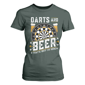 Darts And Beer That Is Why I Am Here T Shirt For Women Funny Pub Game Darts Lover Gift TS12 Dark Forest Green Print Your Wear