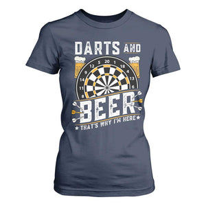 Darts And Beer That Is Why I Am Here T Shirt For Women Funny Pub Game Darts Lover Gift TS12 Navy Print Your Wear