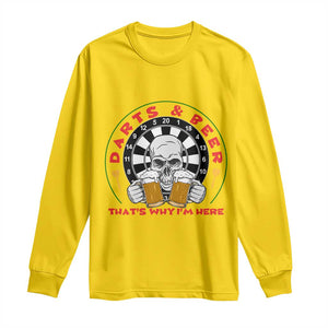 Funny Skeleton Darts Player Beer Lover Long Sleeve Shirt That Is Why I Am Here TS12 Daisy Print Your Wear