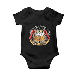 Just A Man Who Loves Darts And Beer Baby Onesie Funny Dart Player TS12 Black Print Your Wear
