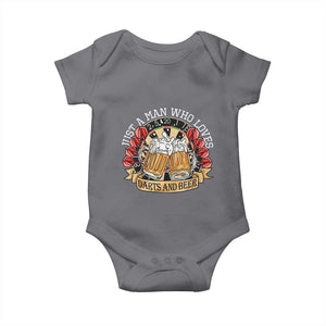 Just A Man Who Loves Darts And Beer Baby Onesie Funny Dart Player TS12 Charcoal Print Your Wear