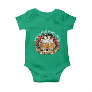 Just A Man Who Loves Darts And Beer Baby Onesie Funny Dart Player TS12 Irish Green Print Your Wear