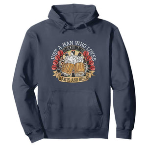 Just A Man Who Loves Darts And Beer Hoodie Funny Dart Player TS12 Navy Print Your Wear