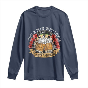 Just A Man Who Loves Darts And Beer Long Sleeve Shirt Funny Dart Player TS12 Navy Print Your Wear