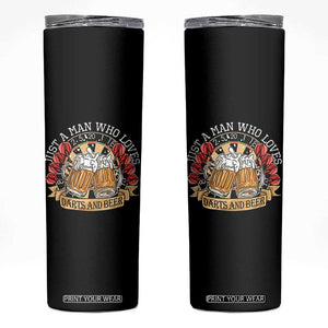 Just A Man Who Loves Darts And Beer Skinny Tumbler Funny Dart Player TS12 Black Print Your Wear