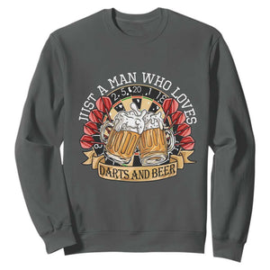 Just A Man Who Loves Darts And Beer Sweatshirt Funny Dart Player TS12 Dark Heather Print Your Wear