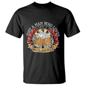 Just A Man Who Loves Darts And Beer T Shirt Funny Dart Player TS12 Black Print Your Wear