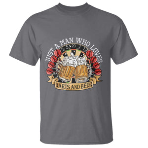 Just A Man Who Loves Darts And Beer T Shirt Funny Dart Player TS12 Charcoal Print Your Wear